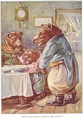 "The Story of the Three Bears", illustration from Childhood's Favorites and Fairy Stories The Three Bears - Project Gutenberg etext 19993.jpg