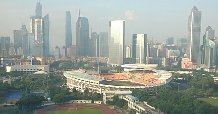 Facing south towards the Football stadium in Tianhe district