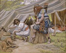 The Mess of Pottage (watercolor circa 1896-1902 by James Tissot) Tissot The Mess of Pottage.jpg