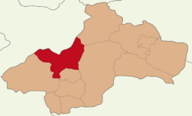 Map showing Turhal District in Tokat Province