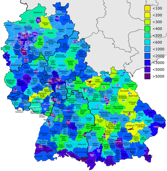 File:Tourist Density Southwestern Germany by District.png