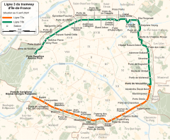 Mapa przebiegu linii kolejowej T3