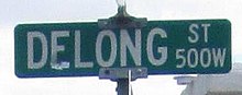 Tucson Arizona DeLong street sign taken July 6, 2014.jpg