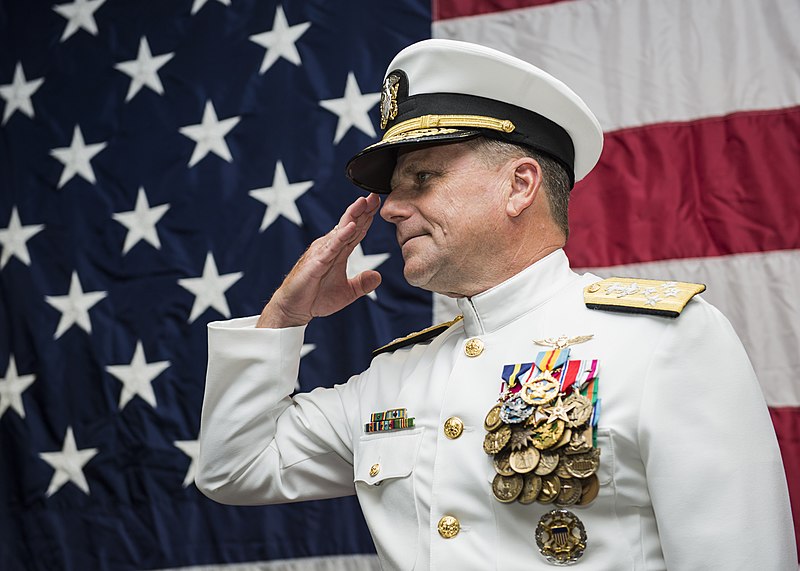 File:U.S. Navy Adm. Bill Gortney salutes during a change of command ceremony for the Board of Inspection and Survey (INSURV) at Naval Station Norfolk, Va., Oct. 18, 2013 131018-N-XQ474-084.jpg