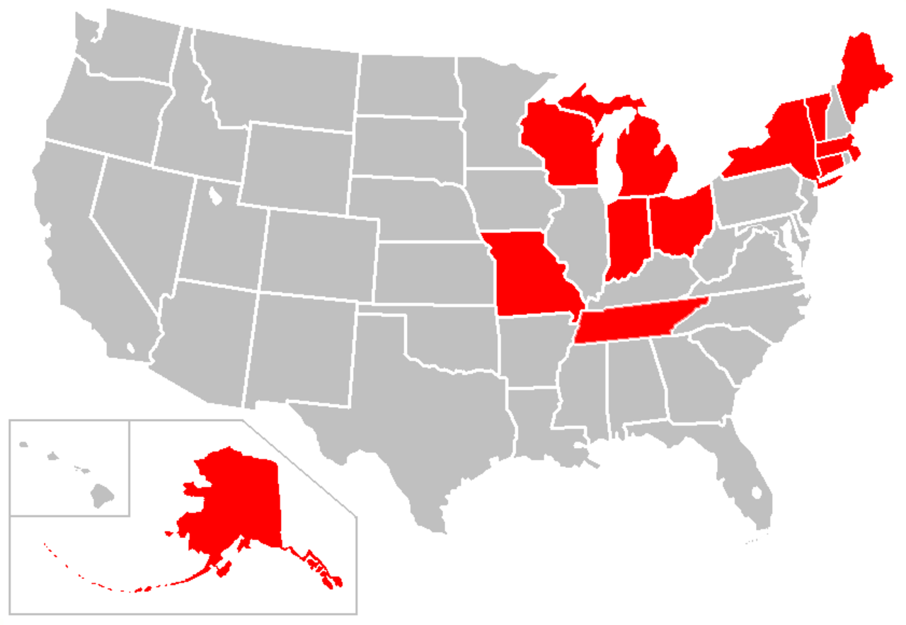 Восток сша штаты. CG State in USA. Us States in written Wikipedia.