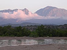 View across the Seiçal River to Mount Matebian