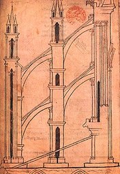 Villard de Honnecourt's drawing of a flying buttress at Reims, ca. 1230s (Bibliothèque nationale)