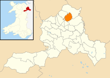 Map of the community in Wrexham County Borough. Wales Wrexham Community Gresford map.svg