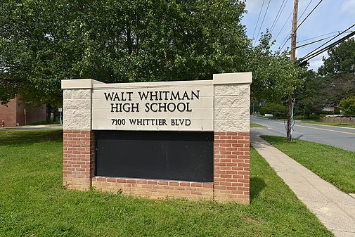 Walt Whitman High School sign, Bethesda, MD