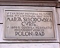 Memorial plaque to scientist Maria Skłodowska-Curie
