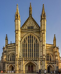 Winchester Cathedral West Facade sunset.jpg
