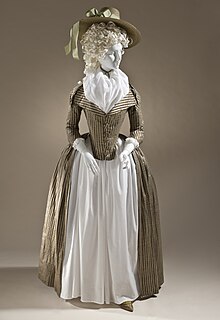 Woman's redingote, c. 1790. Silk and cotton satin and plain weave. Los Angeles County Museum of Art Woman's redingote c. 1790.jpg