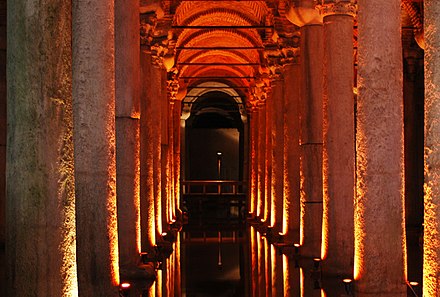 The Basilica Cistern in Constantinople provided water for the Imperial Palace.