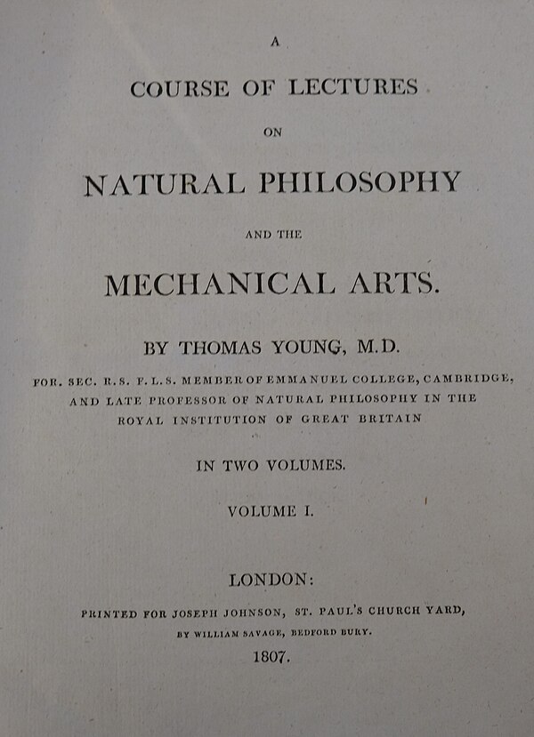 Title page to volume I of A Course of Lectures on Natural Philosophy and the Mechanical Arts (1807)