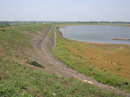 Partially emptied Yufeng Reservoir during a drought in 2015. Photo taken in Hainan, China.