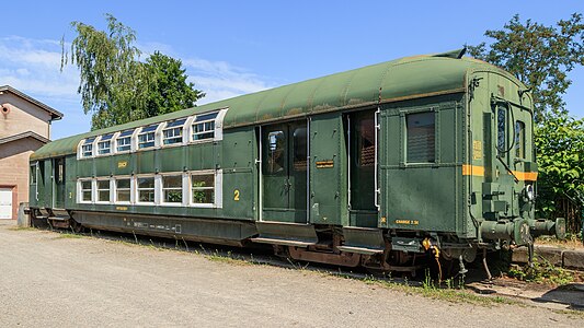 SNCF double-decker coach with luggage compartment Voiture État à 2 étages (État VB 2N) Écomusée d’Alsace France.