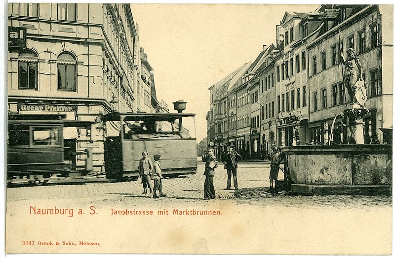 File:03147-Naumburg-1903-Jacobstraße mit Marktbrunnen und Straßenbahn-Brück & Sohn Kunstverlag.jpg
