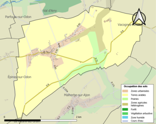 Carte en couleurs présentant l'occupation des sols.