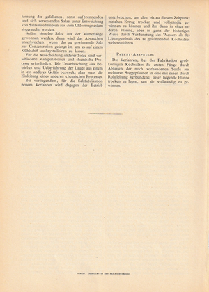 Patentschrift No. 31781 des Kaiserlichen Patentamts, Brandes in Salzuflen (Lippe): „Verfahren zur Gewinnung grobkörnigen Kochsalzes.“