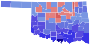 1930 Oklahoma gubernur hasil pemilihan peta oleh county.svg