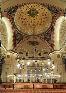 Suleymaniye Mosque, Istanbul. 20101213 Suleymaniye Mosque Istanbul inside vertical Panorama.jpg