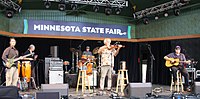 Cajun band BeauSoleil accompanied Carpenter on her 1991 hit "Down at the Twist and Shout". 2016BeauSoleil.jpg