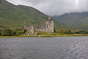 Kilchurn Castle in Scotland, as viewed from a near layby.