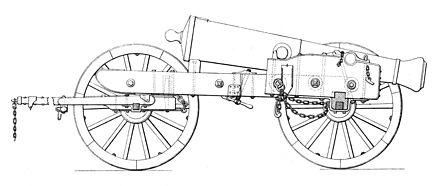 Model 1839 siege gun in travelling position with limber.