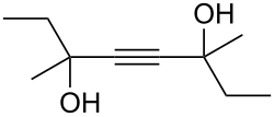 Structural formula of 3,6-dimethyl-4-octyne-3,6-diol