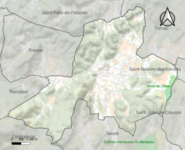 Carte de la ZNIEFF de type 1 sur la commune.