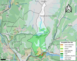 Carte des infrastructures et de l'occupation des sols de la commune en 2018 (CLC).