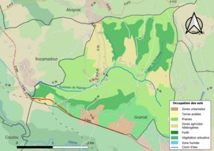 Mapa de colores que muestra el uso de la tierra.