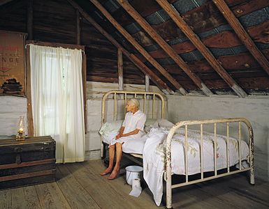 90-year old Kate Carter in North Carolina log cabin