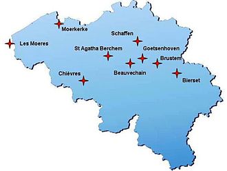 A map of Belgium, locating the airfields on which 9th Squadron was stationed 9th Sqn (BAF) Airfields.JPG