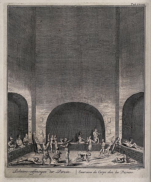 File:A group of Persian men are doing exercises. Engraving by Fri Wellcome V0040465.jpg