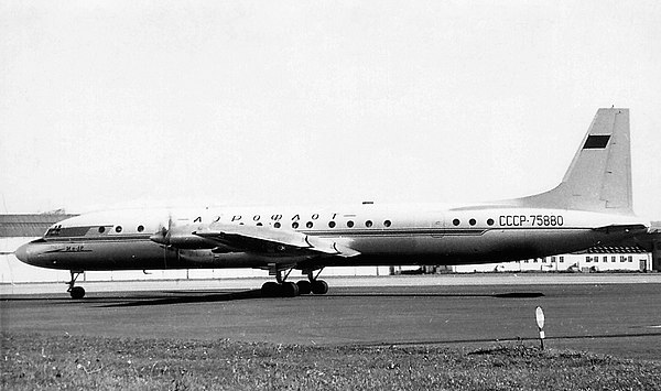 Aeroflot Il-18V at Prestwick Airport, 1960s