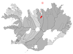 阿克雷里市鎮在冰島的位置
