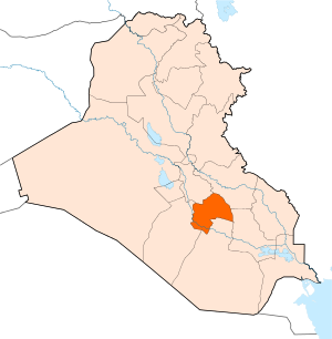Umístění guvernorátu Kádisíja v Iráku
