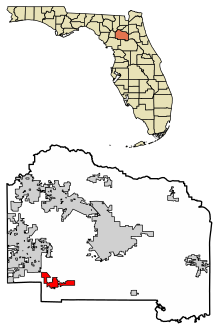 Alachua County Floridassa Sisällytetyt ja rekisteröimättömät alueet Archer Highlighted 1201775.svg