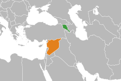 Kaart met locaties van Armenië en Syrië