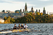 Students competing for the Ashbury College rowing team on the Ottawa River AshCrew.jpg