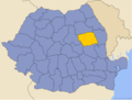 Location of Bacău county on a map of Romania