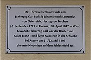 Deutsch: Tafel am Theresienschlössel in Baden