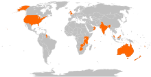 Bank of Baroda's worldwide operations. Bank of Baroda countries of operations map.svg