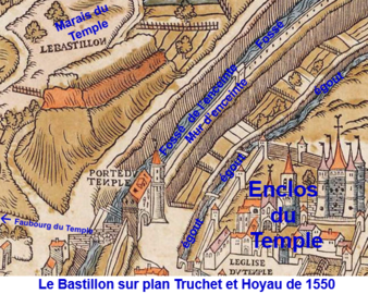 Bastillon vers 1550 sur plan Truschet et Hoyau