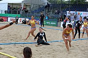 Deutsch: Beachhandball Europameisterschaften 2019 (Beach handball Euro); Tag 3: 4. Juli 2019 – Frauen, Hauptrunde Gruppe II, Deutschland-Spanien 1:2 (18:24, 24:14, 8:9) English: Beach handball Euro; Day 3: 4 July 2019 – Women Main Round Group II – Germany-Spain 1:2 (18:24, 24:14, 8:9)