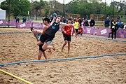 Deutsch: Beachhandball bei den Olympischen Jugendspielen 2018; Tag 6, 12. Oktober 2018; Jungen, Platzierungssspiel Ränge 9-10 – Chinese Taipei (Taiwan)-Uruguay 2:1 English: Beach handball at the 2018 Summer Youth Olympics at 12 October 2018 – Boy's Placement Match 9-10 – Chinese Taipei (Taiwan)-Uruguay 2:1