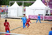 Deutsch: Beachhandball bei den Olympischen Jugendspielen 2018; Tag 6, 12. Oktober 2018; Mädchen, Platzierungsrundenspiel – Russland-Venezuela 2:0 English: Beach handball at the 2018 Summer Youth Olympics at 12 October 2018 – Girl's Consolation Round – Russland-Venezuela 2:0