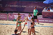 Deutsch: Beachhandball bei den Olympischen Jugendspielen 2018; Tag 4, 10. Oktober 2018; Mädchen, Vorrunde, Gruppe A - Ungarn-Chinese Taipei (Taiwan) 2:0 English: Beach handball at the 2018 Summer Youth Olympics at 10 October 2018 – Girls Preliminary Round Group A‎ – Hungary-Chinese Taipei 2:0