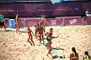 Deutsch: Beachhandball bei den Olympischen Jugendspielen 2018; Tag 4, 10. Oktober 2018; Mädchen, Vorrunde, Gruppe A - Ungarn-Chinese Taipei (Taiwan) 2:0 English: Beach handball at the 2018 Summer Youth Olympics at 10 October 2018 – Girls Preliminary Round Group A‎ – Hungary-Chinese Taipei 2:0